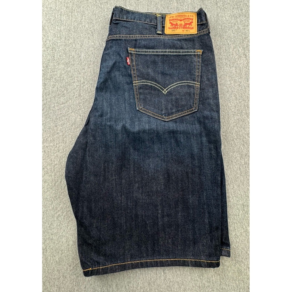 Levis 541 Shorts Mens 40 Denim Dark Blue Bermuda 11" Inseam Authentic Jorts Dad
